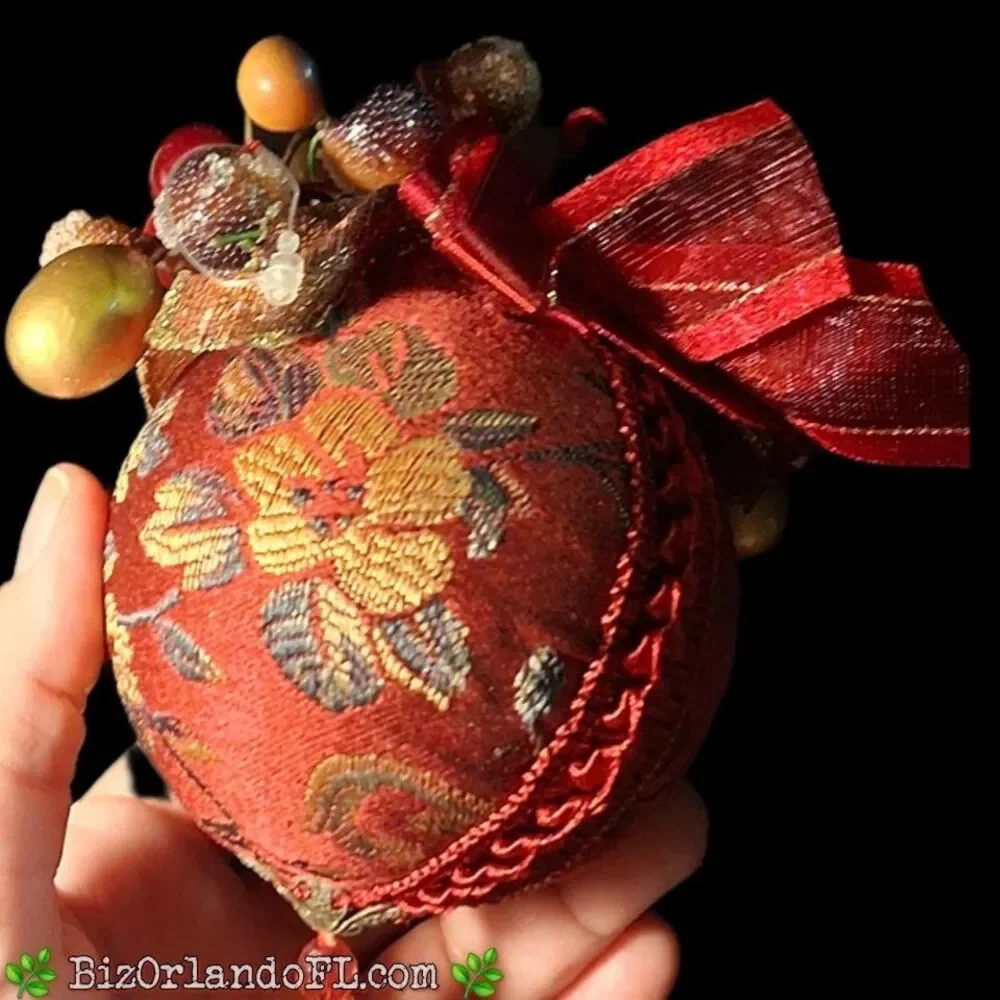 VINTAGE: Festive Holiday / Christmas Ornament with Faux Fruit / Berries / Ribbon
